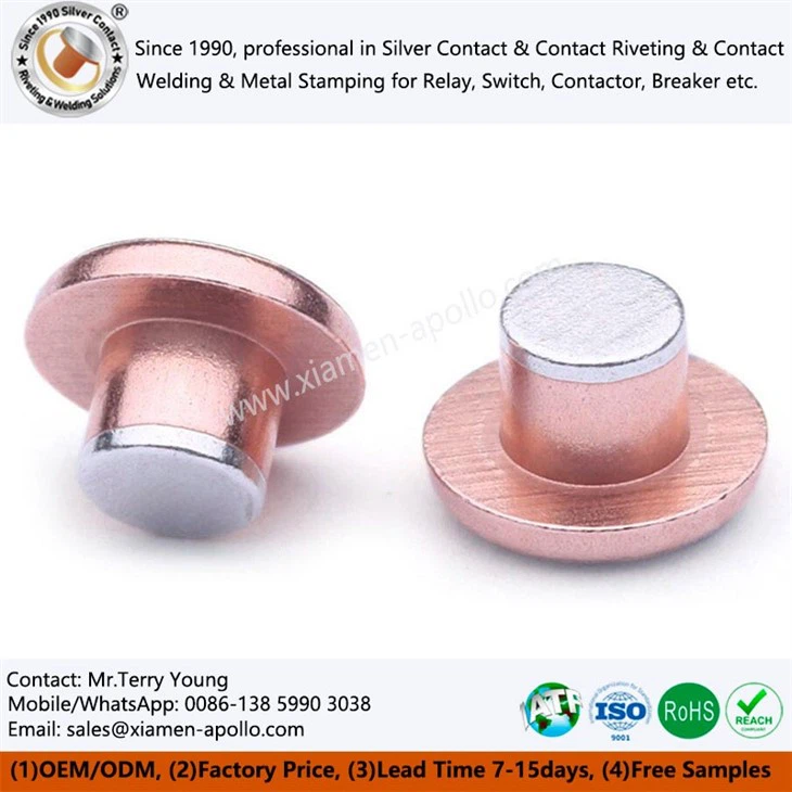 Trimetal Silver Rivet Electrical Contacts